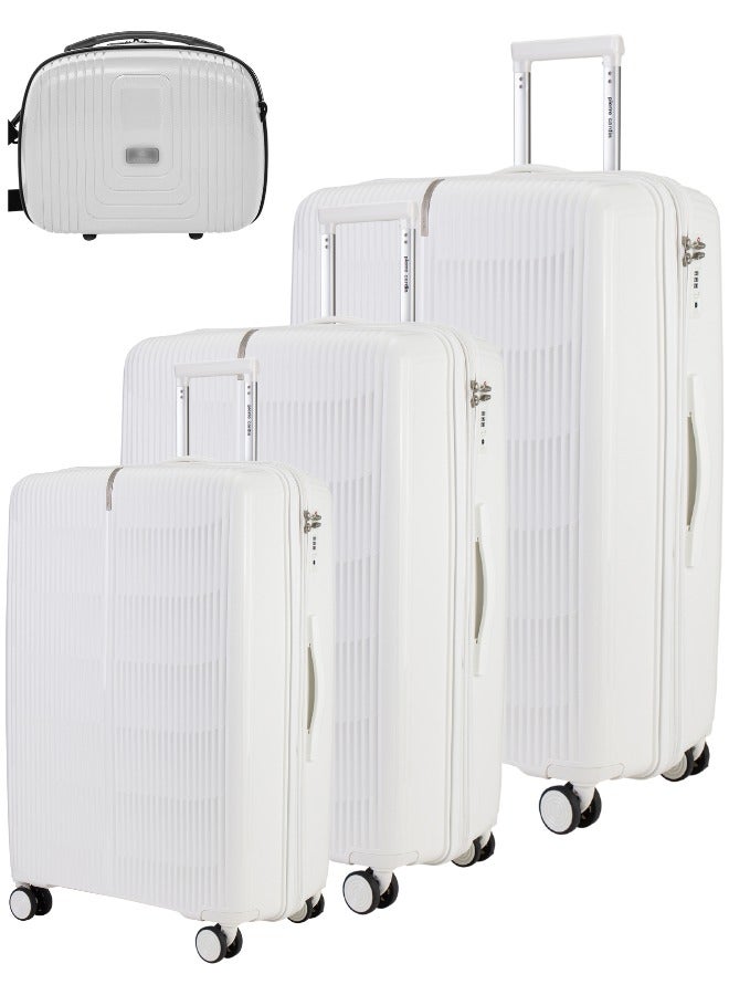 Pierre Cardin Unbreakable Luggage Set of 4, Expandable and Anti Theft Double Zipper Suitcase