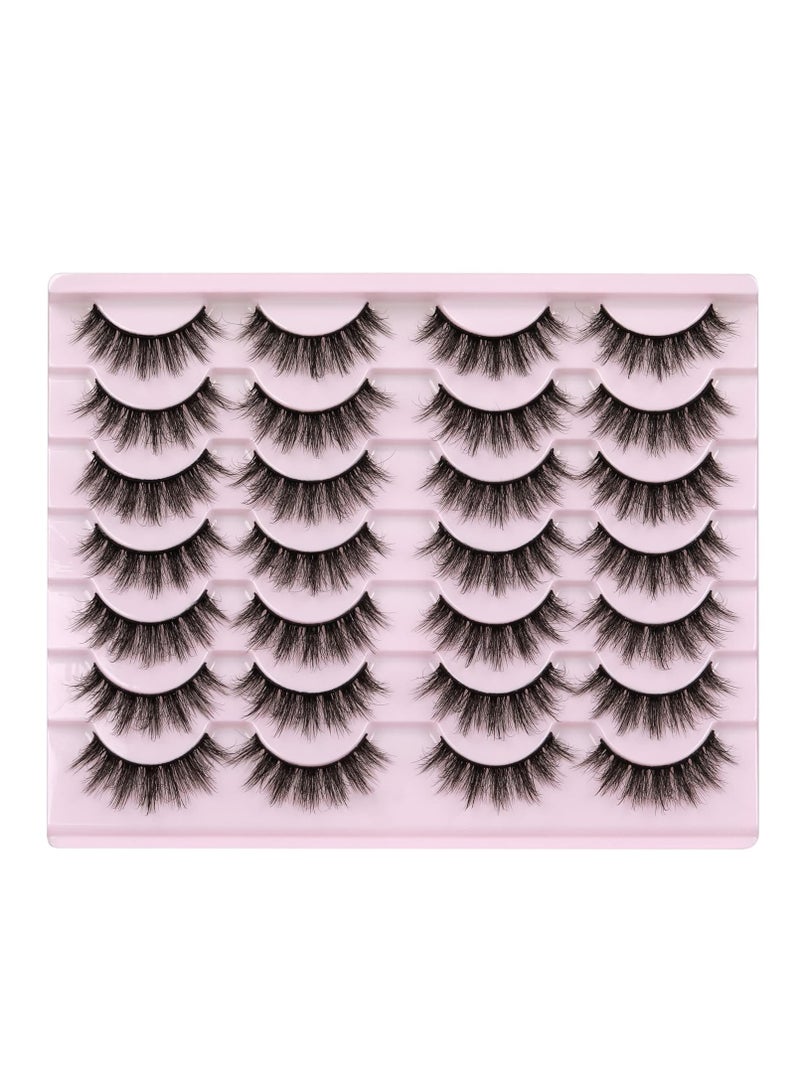 14 Pairs Wispy Mink Lashes Fluffy Eye Lashes Natural Look 5D Volume 16mm Fake Eyelashes Pack by TNFVLONEINS