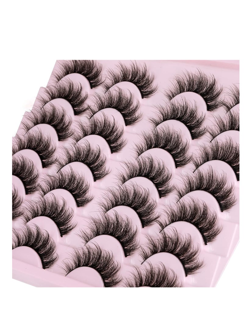 14 Pairs Wispy Mink Lashes Fluffy Eye Lashes Natural Look 5D Volume 16mm Fake Eyelashes Pack by TNFVLONEINS