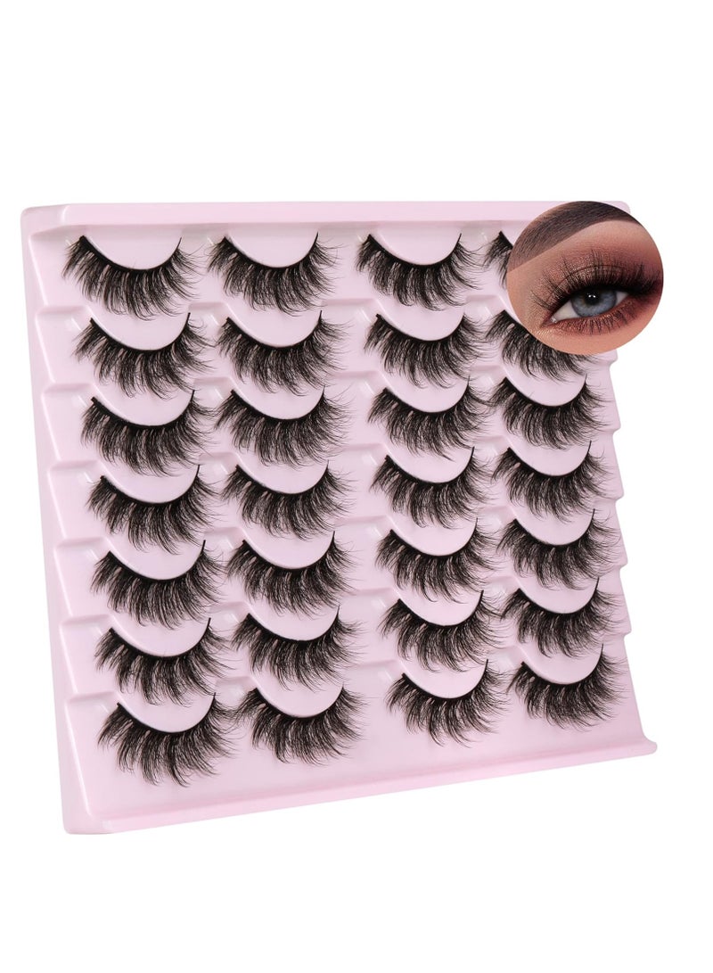 14 Pairs Wispy Mink Lashes Fluffy Eye Lashes Natural Look 5D Volume 16mm Fake Eyelashes Pack by TNFVLONEINS