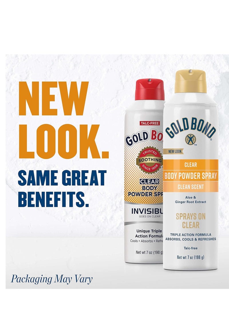 Gold Bond No Mess Clear Invisible Body Powder Spray, 7 oz., Absorbs Odor-Causing Sweat