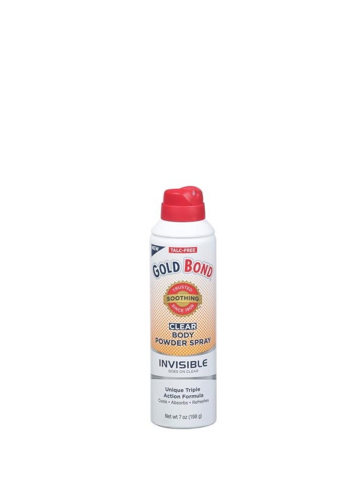 Gold Bond No Mess Clear Invisible Body Powder Spray, 7 oz., Absorbs Odor-Causing Sweat