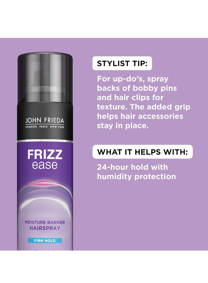 John Frieda Anti Frizz, Frizz Ease Firm Hold Hairspray, Anti-Humidity Spray for Hair, for 24-hour Hold, 12 Oz