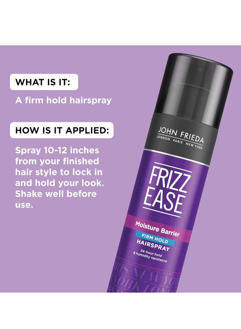 John Frieda Anti Frizz, Frizz Ease Firm Hold Hairspray, Anti-Humidity Spray for Hair, for 24-hour Hold, 12 Oz