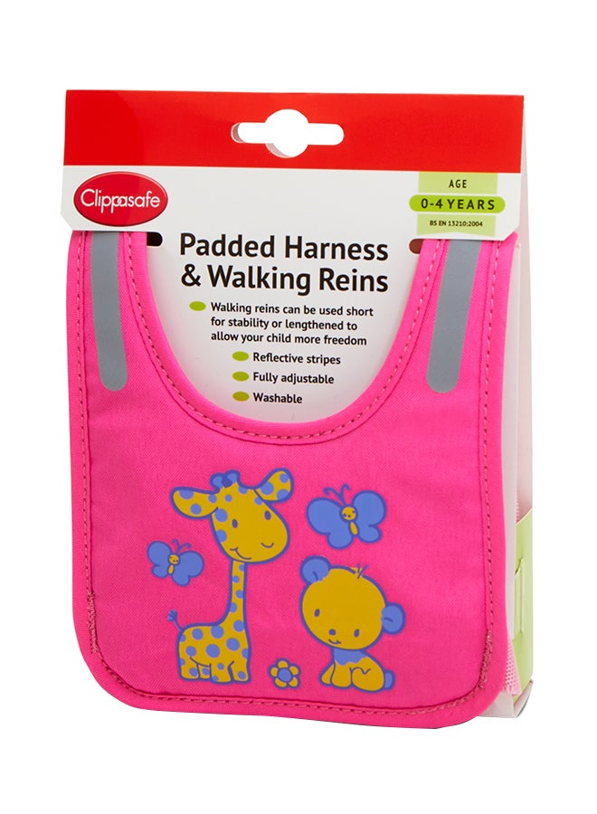 Padded Harness And Reins - Giraffe Bear Motif