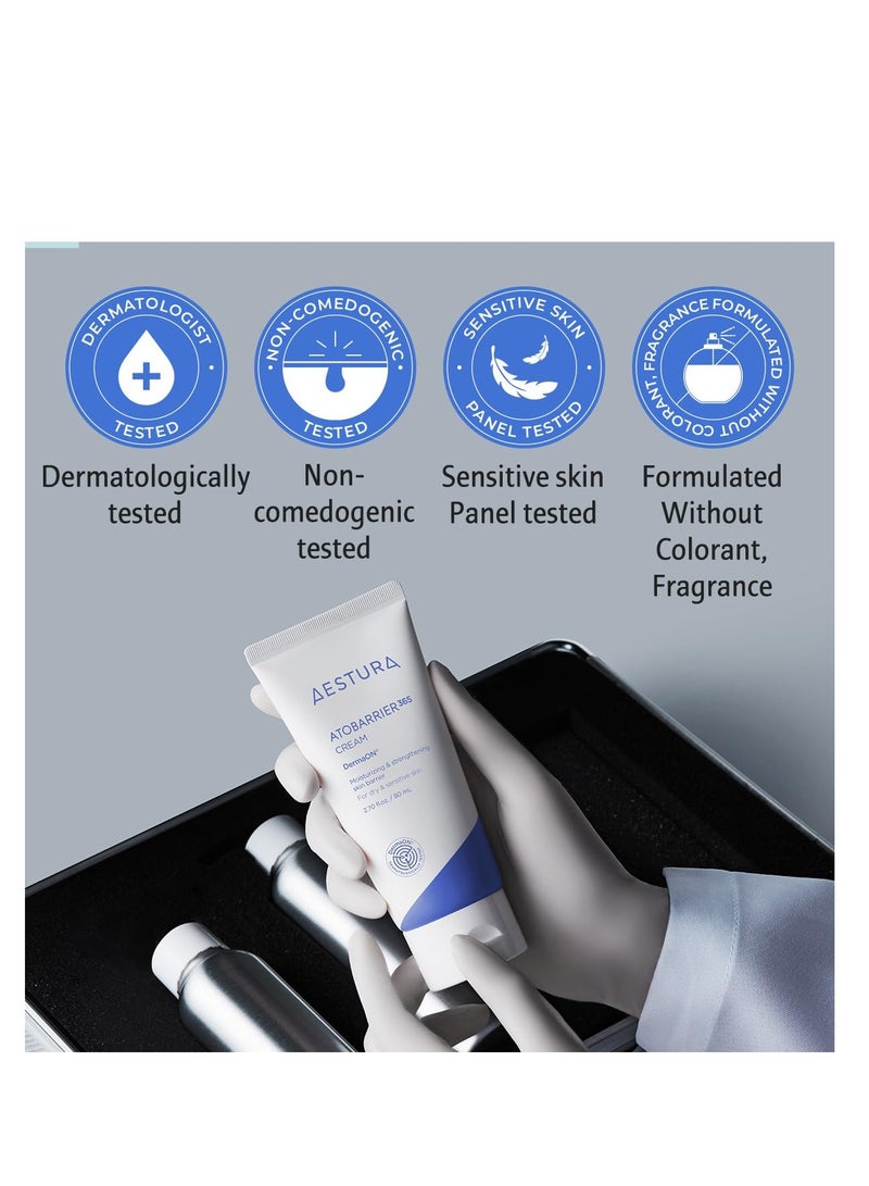 AESTURA ATOBARRIER365 Cream with Ceramide, Korean Skin Barrier Repair Moisturizer | 120-hour Lasting Hydration for Dry & Sensitive Skin, Hypoallergenic, 2.71 Fl Oz (Renewed)
