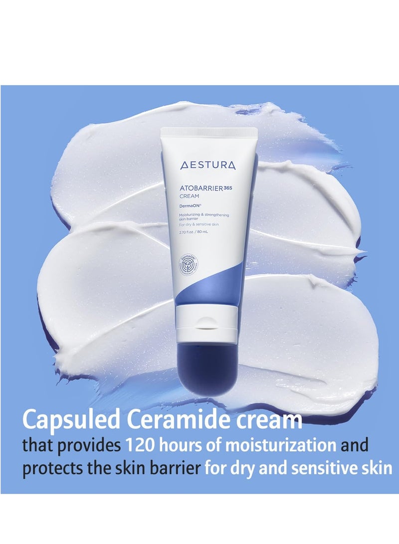 AESTURA ATOBARRIER365 Cream with Ceramide, Korean Skin Barrier Repair Moisturizer | 120-hour Lasting Hydration for Dry & Sensitive Skin, Hypoallergenic, 2.71 Fl Oz (Renewed)