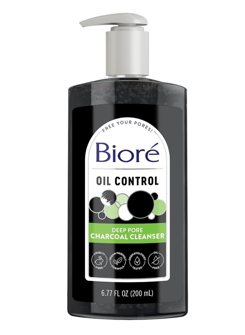 Bioré Deep Pore Charcoal Face Wash, Facial Cleanser for Dirt and Makeup Removal From Oily Skin, 6.77 Ounce