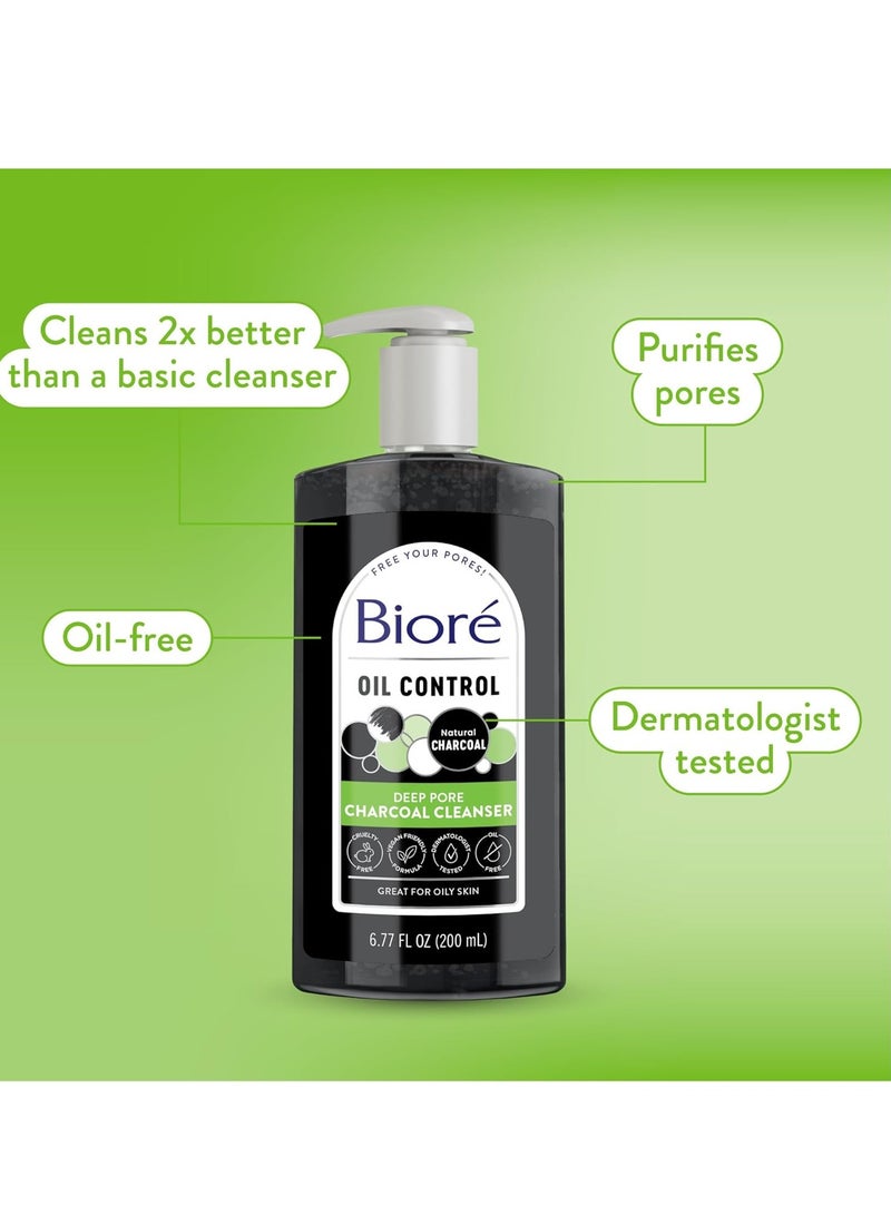 Bioré Deep Pore Charcoal Face Wash, Facial Cleanser for Dirt and Makeup Removal From Oily Skin, 6.77 Ounce