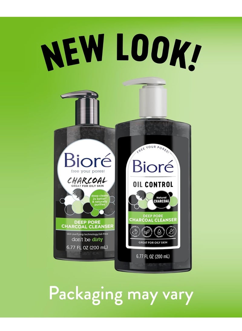 Bioré Deep Pore Charcoal Face Wash, Facial Cleanser for Dirt and Makeup Removal From Oily Skin, 6.77 Ounce