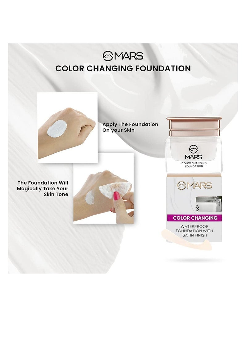 MARS Color Changing Water proof Satin Finish Liquid Foundation  White 20 ml