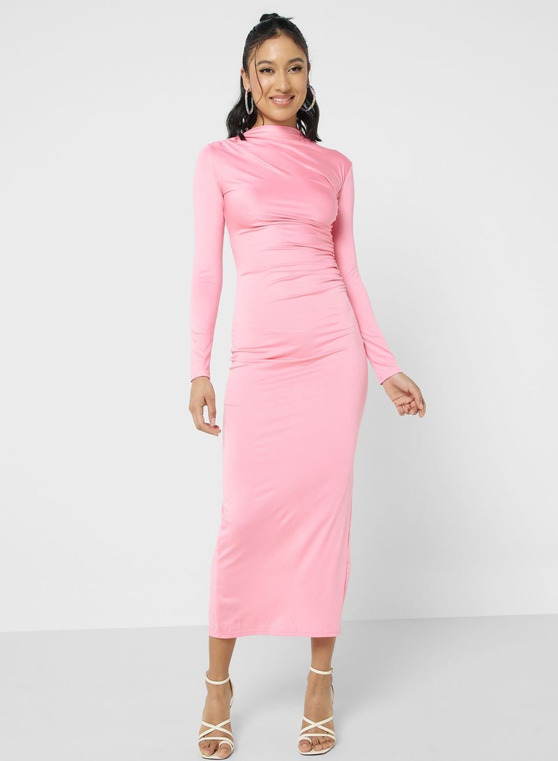 Pink Ruched Dress