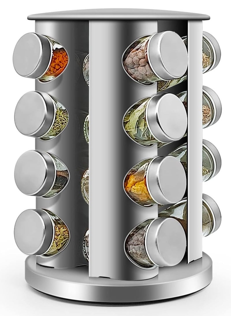 Revolving 16-Jar Spice Rack Organizer for Kitchen, Seasoning Countertop Rack Tower Organizer for Cabinet