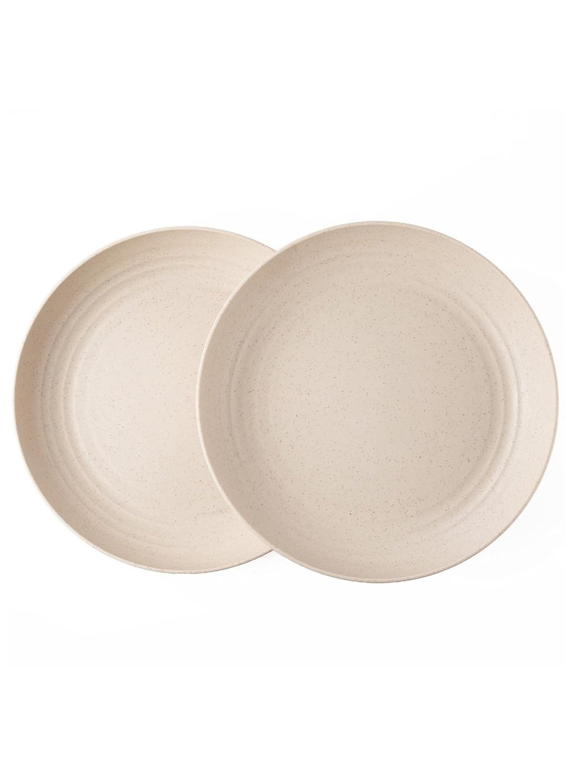 Set of 2 Unbreakable Wheat Straw Dinner Plates 10 Inch- (Soft Beige) Reusable, Lightweight & Eco-Friendly, Microwave, Freezer & Dishwasher Safe, Cut Resistant & Lead-Free