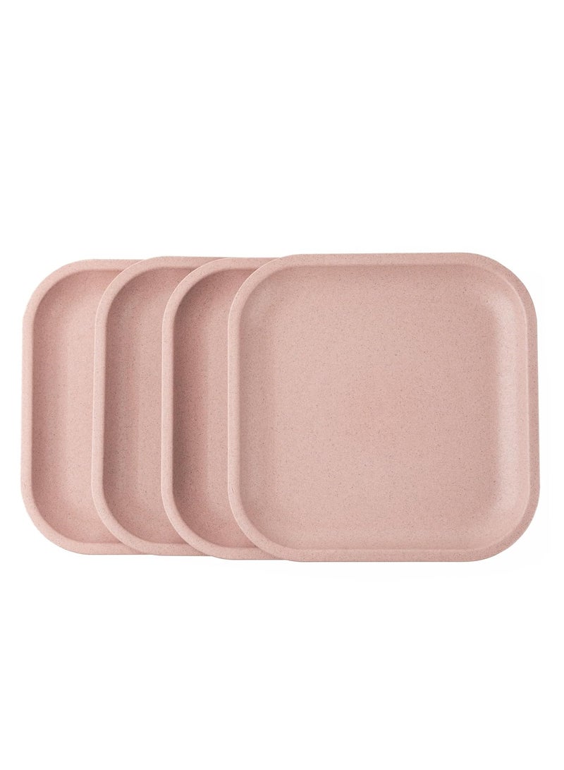 Rice Husk Small Plates Set of 4, Eco-Friendly, Microwave Plate 8 Inches, Sustainable Kitchen Plates, Lightweight, Durable & Non Breakable Plates for Snacks (Plush Pink)