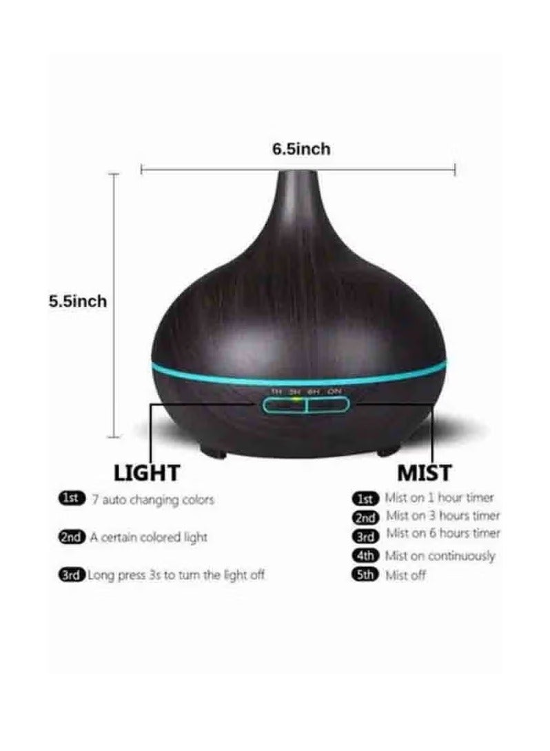 Essential Oil Diffuser, USB Led Ultrasonic Aroma Oil Diffuser Humidifier With 7 Colors, Durable And Reliable Fragrance Diffuser Machine, Portable Cool Mist Humidifier For Home Office, (Dark Brown)