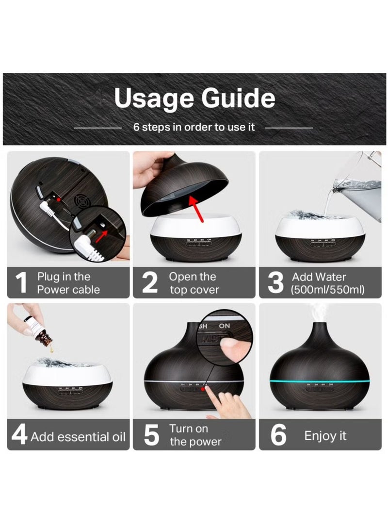 Essential Oil Diffuser, USB Led Ultrasonic Aroma Oil Diffuser Humidifier With 7 Colors, Durable And Reliable Fragrance Diffuser Machine, Portable Cool Mist Humidifier For Home Office, (Dark Brown)