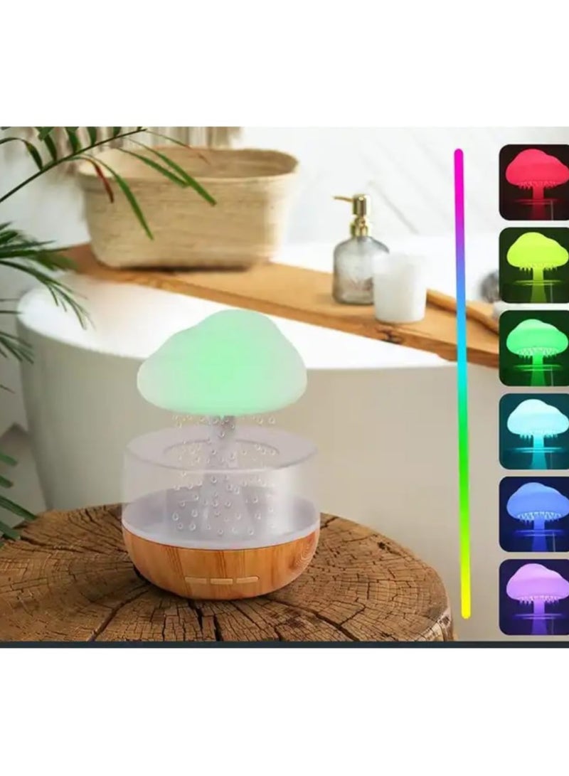 Raining Cloud Night Light Aromatherapy Essential Oil Diffuser Micro Humidifier Desk Fountain Bedside Sleeping Relaxing Mood Water Drop Sound White
