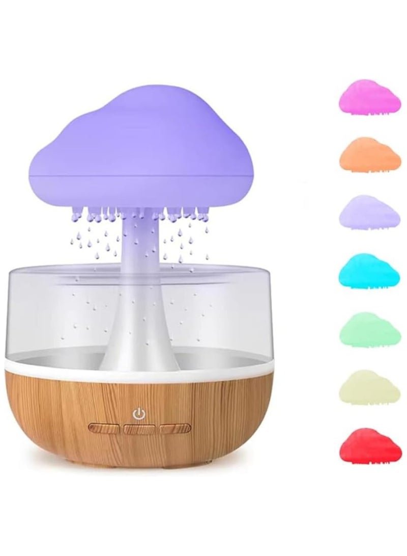 Raining Cloud Night Light Aromatherapy Essential Oil Diffuser Micro Humidifier Desk Fountain Bedside Sleeping Relaxing Mood Water Drop Sound White