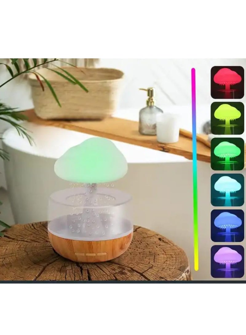 Raining Cloud Night Light Aromatherapy Essential Oil Diffuser Micro Humidifier Desk Fountain Bedside Sleeping Relaxing Mood Water Drop Sound White