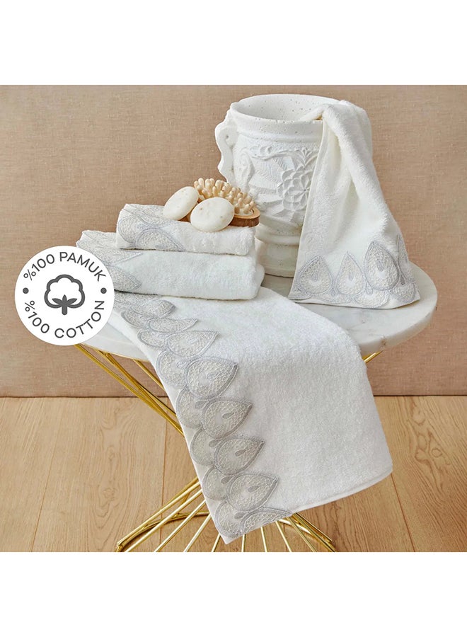 Home Fidelle Silver 100% Cotton Off White French Lace Towel Set 200.18.01.0426