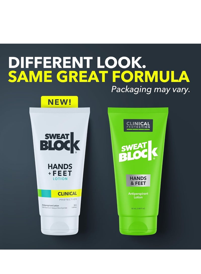 SweatBlock Antiperspirant Lotion for Hands & Feet - CLINICAL STRENGTH for Men & Women - Hyperhidrosis Aid to Stop Excessive Sweating - Reduces Foot Odor - Moisturizing w/ Aloe - Travel Size 1.69 fl oz