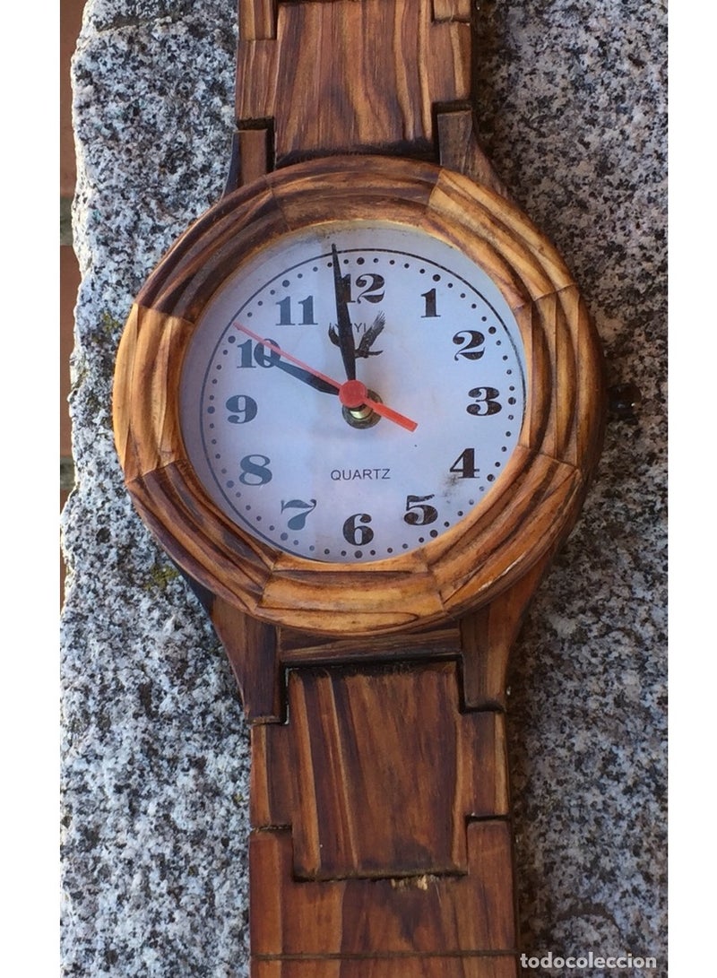 Handmade Wooden Wall Clock Stock Photo