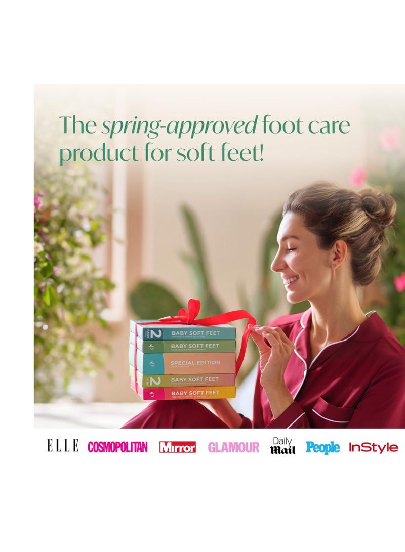 PLANTIFIQUE Foot Peeling Mask (2 Pairs) - Peeling Foot Mask Dermatologically Tested Repairs Heels & Removes Dry Dead Skin for Baby Soft Feet - Exfoliating Foot Peel Mask for Dry Cracked Feet (Peach)
