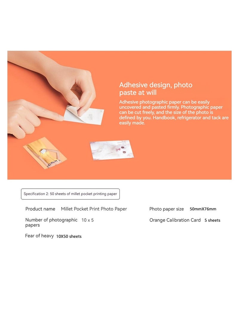 Xiaomi Photo Printer Photo Paper 50 Sheets, 3 Inch Photo Paper