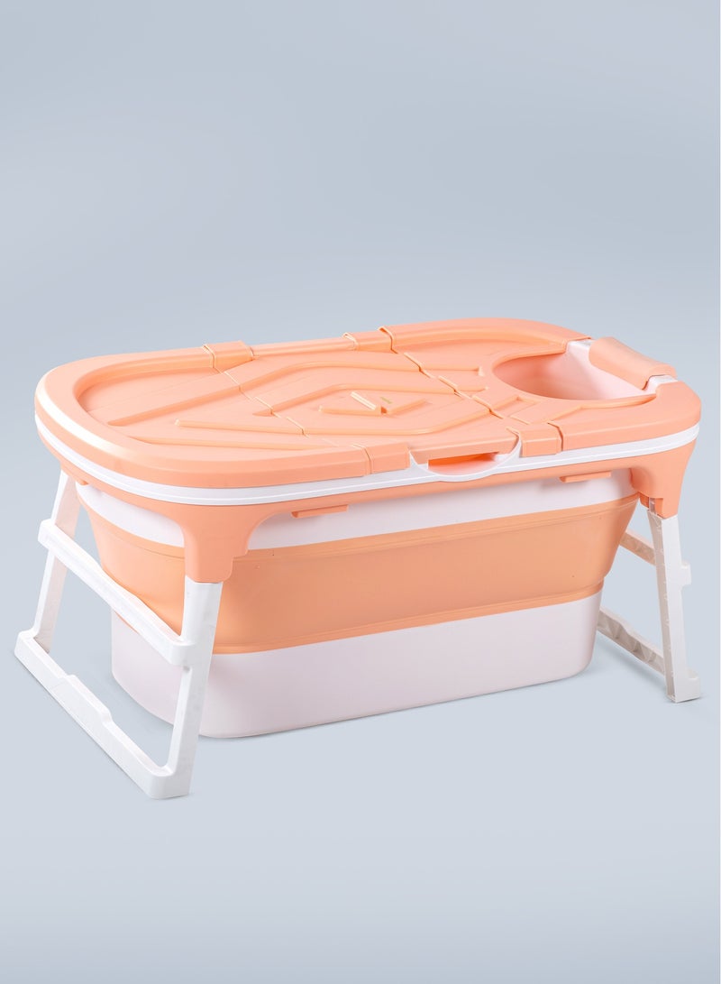 Baybee Haven Foldable Baby Bath Tub for Kids & Adults, Portable Baby Mini Swimming Pool for Kids Teens with Foldable Anti Skid Base, Closing Lid & Drainer, Kids Bathtubs for Adults Boy Girl (Pink)