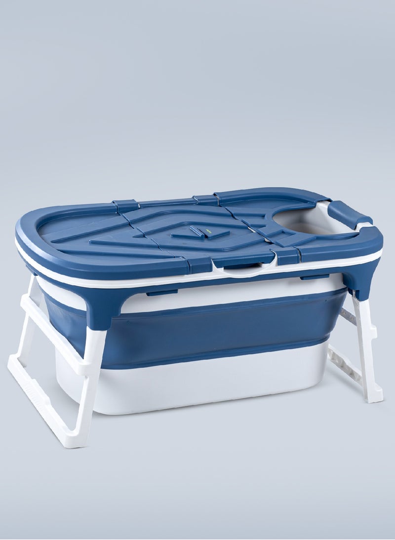 Baybee Haven Foldable Baby Bath Tub for Kids & Adults, Portable Baby Mini Swimming Pool for Kids Teens with Foldable Anti Skid Base, Closing Lid & Drainer, Kids Bathtubs for Adults Boy Girl (Blue)