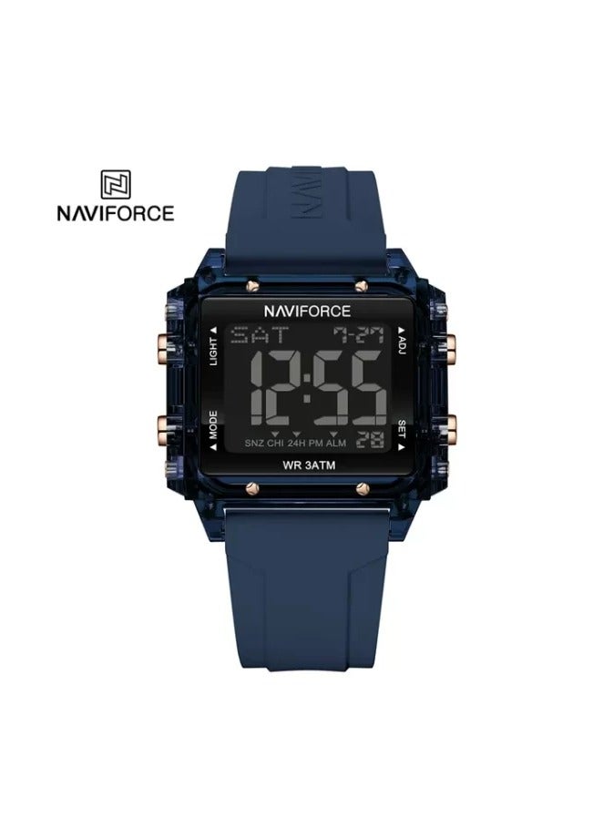 NAVIFORCE 7101 Sport watches with Date LCD Digital Display wristwatch Silica band watch for Women