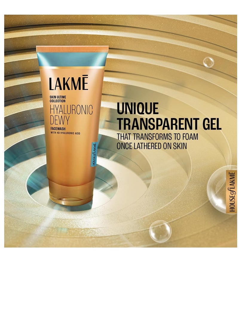 LAKMÉ Hyaluronic Dewy Facewash  Hyadrating 100g Face Cleanser with 4D Hyaluronic Acid Removes impurities without stripping away moisture