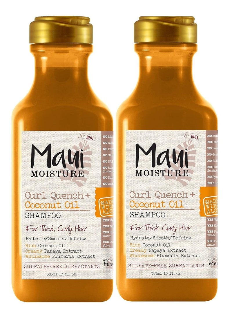 Pack of 2 Maui Moisture Curl Quench  Coconut Oil Curl Defining Anti Frizz Shampoo