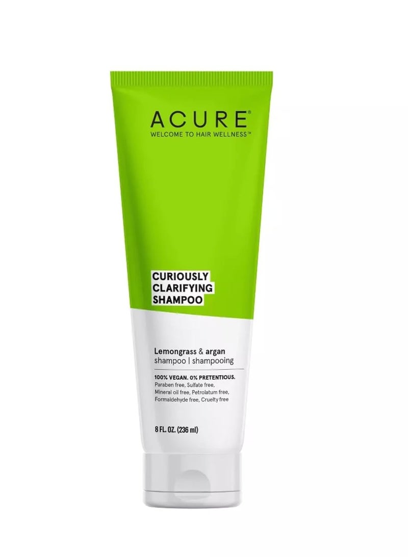 ACURE Curiously Clarifying Shampoo - 8 Fl Oz - Performance-Driven Hair Care Gently Cleanses, Removes Buildup, Boosts Shine & Replenishes Moisture - Lemongrass & Argan, 100% Vegan