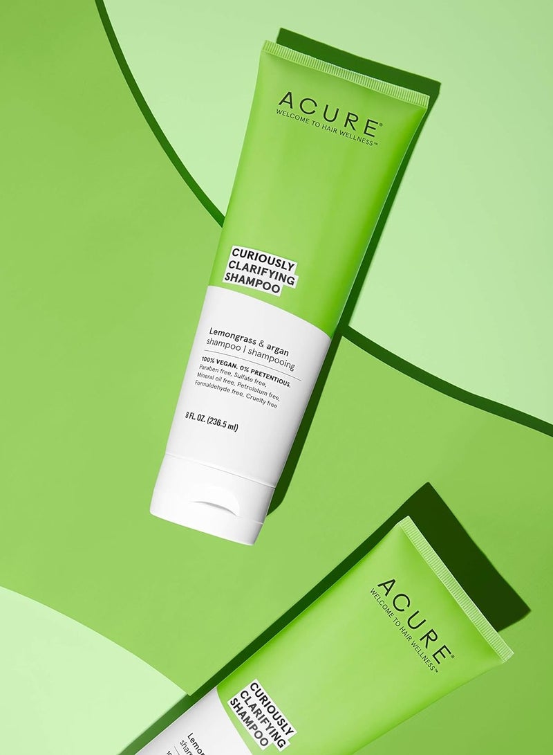 ACURE Curiously Clarifying Shampoo - 8 Fl Oz - Performance-Driven Hair Care Gently Cleanses, Removes Buildup, Boosts Shine & Replenishes Moisture - Lemongrass & Argan, 100% Vegan