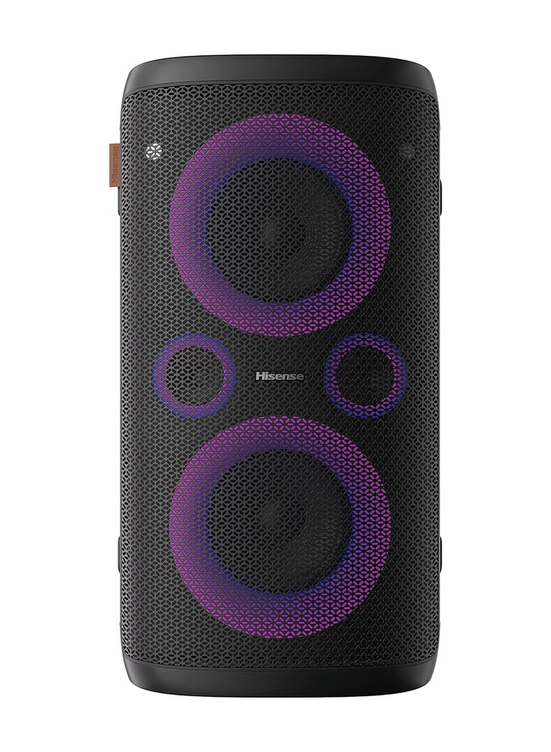 Ultimate Wireless Outdoor/Indoor Party Speaker With Subwoofer, 2.0CH, 300W, IPX4 Waterproof,15 Hour Long-Lasting Battery, Bluetooth5.0, DJ And Karaoke Mode HP 100 Black