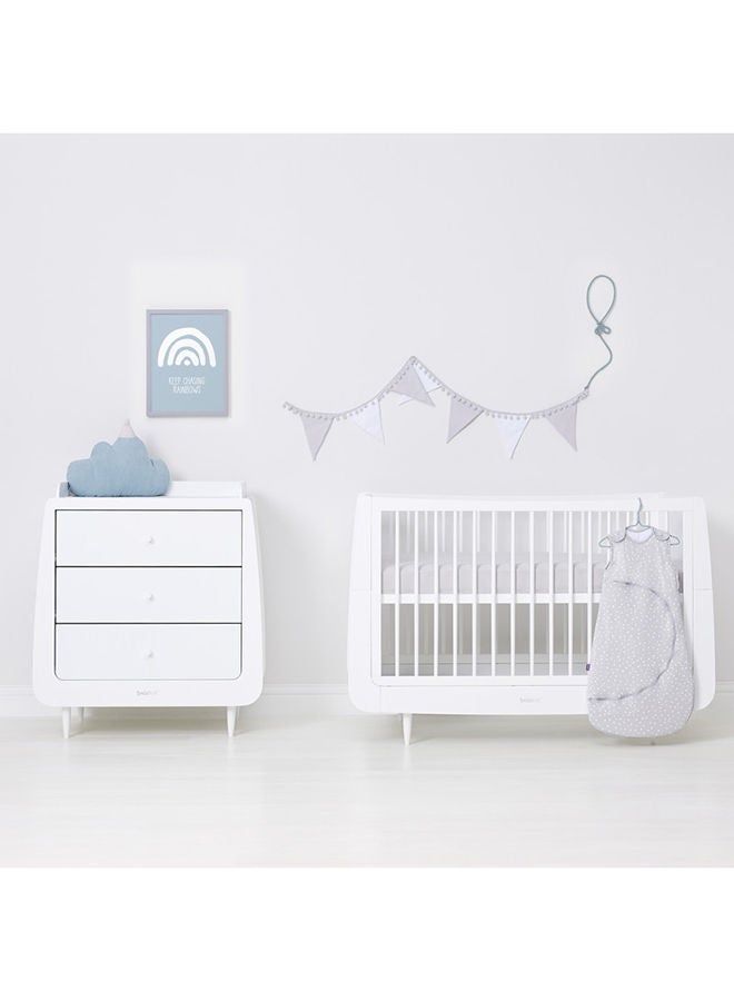 Pouch Sleeping Bag Fir Infant And Baby Clever Nappy Change Zip 100% Cotton For Temperatures If 21 - 23 Celsius Suitable From 0 To 6 Months Colour - White Maximum Baby Length 68 Cm