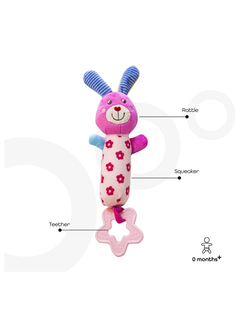 Hop-Hop Bouncer-Pink with Soft Rattle Toy-Bunny