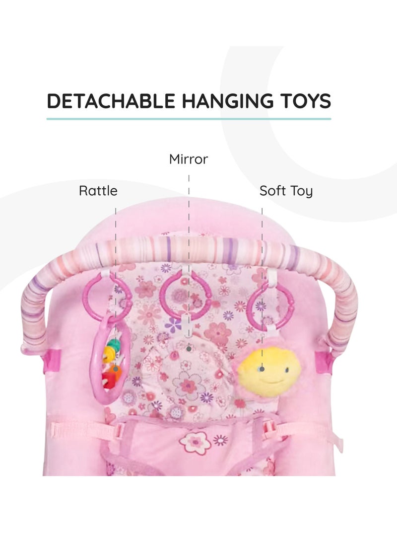 Hop-Hop Bouncer-Pink with Soft Rattle Toy-Bunny