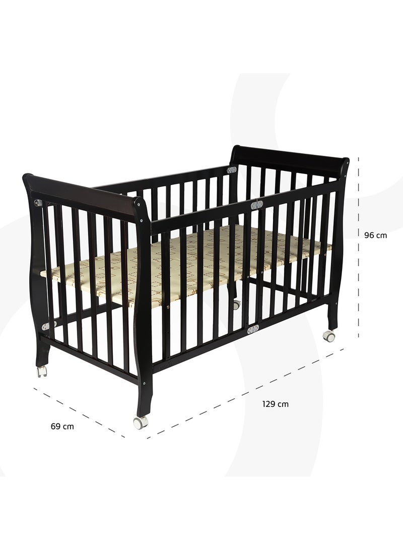 Wooden Foldable Baby Crib 129x69x96 Cm 0 To 4 Years