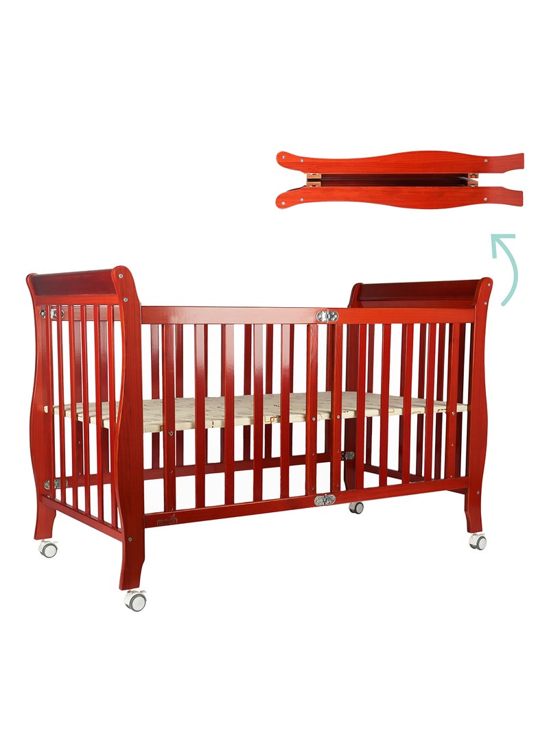 Wooden Foldable Baby Crib 129x69x96 Cm