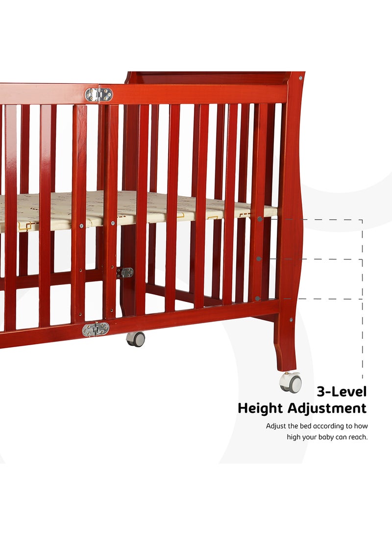 Wooden Foldable Baby Crib 129x69x96 Cm