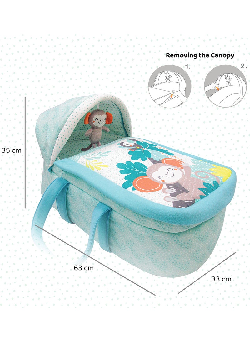 Jungle Friends Moses Basket, Bedside Sleeper, Travel Carrycot, 0m+