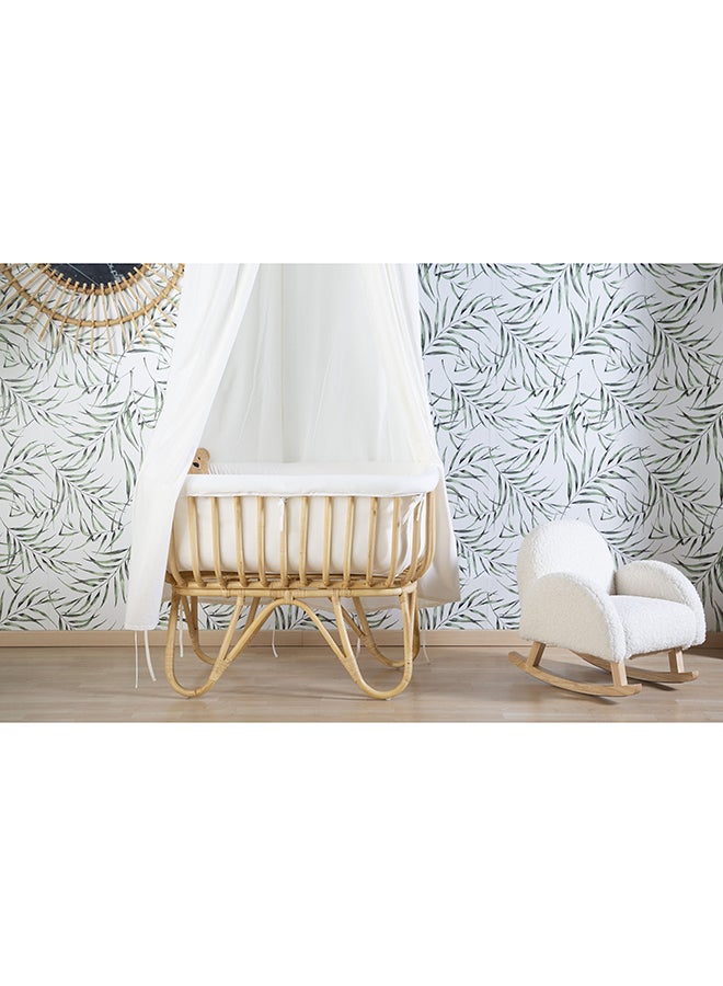 Rattan Cradle With Mattress And Cover - Off White