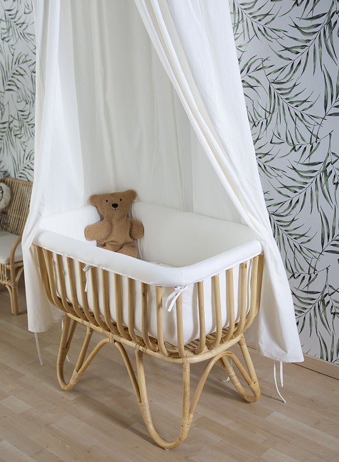 Rattan Cradle With Mattress And Cover - Off White