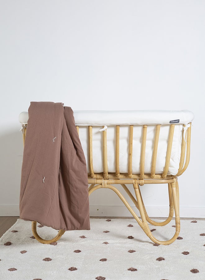 Rattan Cradle With Mattress And Cover - Off White