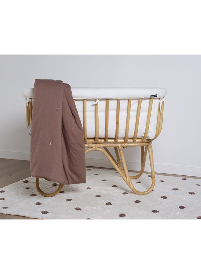 Rattan Cradle With Mattress And Cover - Off White