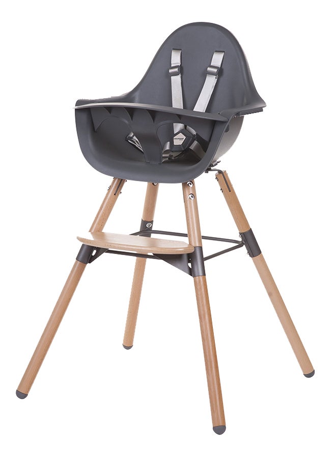 Evolu One 80° High Chair, 2 In 1 Baby High Chair With 180° Swivel, Portable High Chair, Adjustable Height Baby High Chair, Sleek Modern High Chair With Beechwood Legs, Anthracite