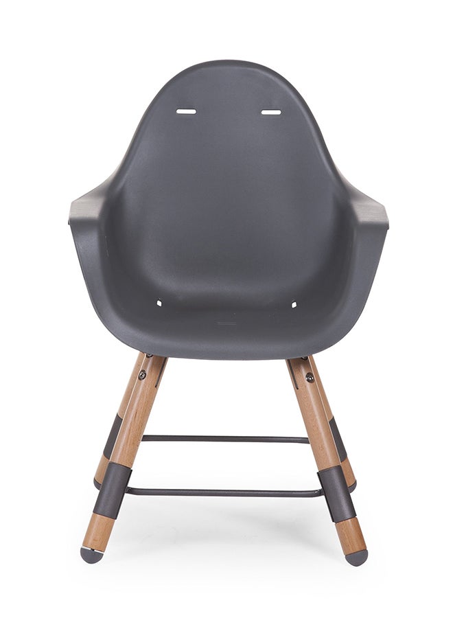 Evolu One 80° High Chair, 2 In 1 Baby High Chair With 180° Swivel, Portable High Chair, Adjustable Height Baby High Chair, Sleek Modern High Chair With Beechwood Legs, Anthracite